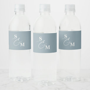 Étiquette Pour Bouteilles D'eau Mariage Classique Monogramme Esperluette Script