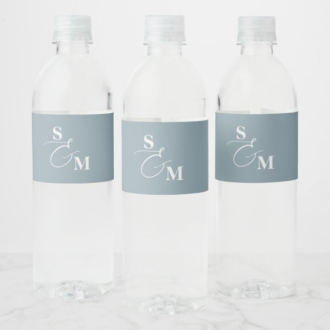 Étiquette Pour Bouteilles D'eau Mariage Classique Monogramme Esperluette Script (Bouteilles)