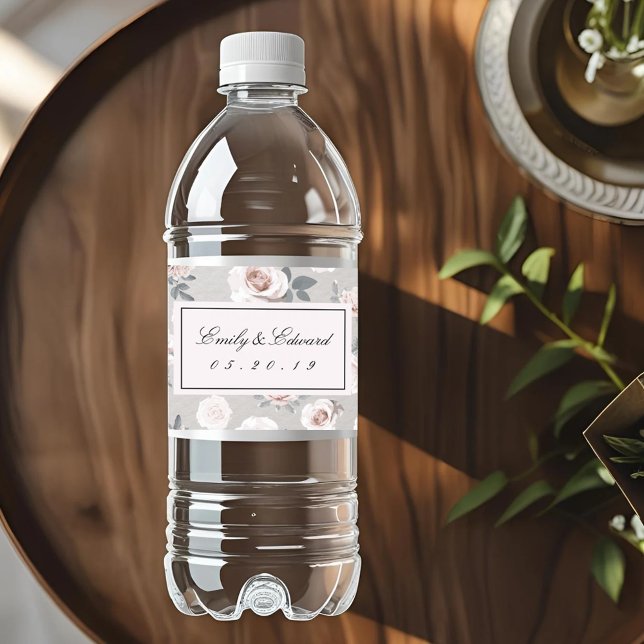 Étiquette Pour Bouteilles D'eau Mariage Classique Vintage Rose (Créateur téléchargé)