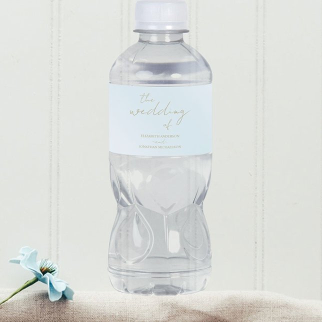 Étiquette Pour Bouteilles D'eau Mariage d'aquarelle bleu (Créateur téléchargé)