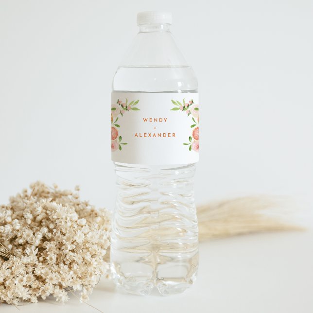 Étiquette Pour Bouteilles D'eau Mariage d'aquarelle Citrus (Créateur téléchargé)