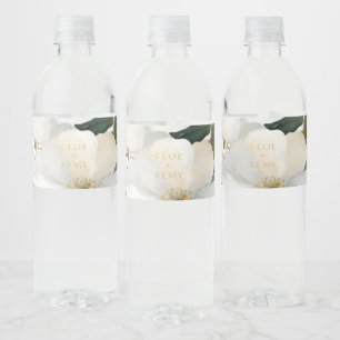 Étiquette Pour Bouteilles D'eau Mariage d'aquarelle de feuillage floral