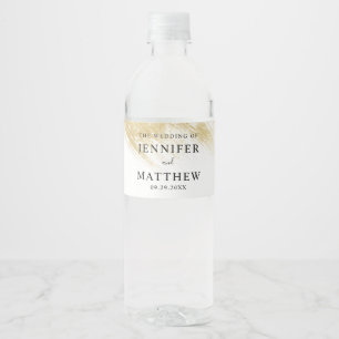 Étiquette Pour Bouteilles D'eau Mariage de brosse Or Chic