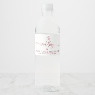 Étiquette Pour Bouteilles D'eau Mariage de calligraphie simple et élégant