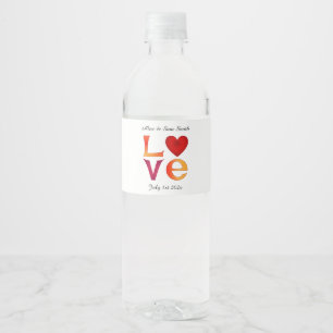 Étiquette Pour Bouteilles D'eau Mariage de Carré LOVE personnalisé Date Date de cé