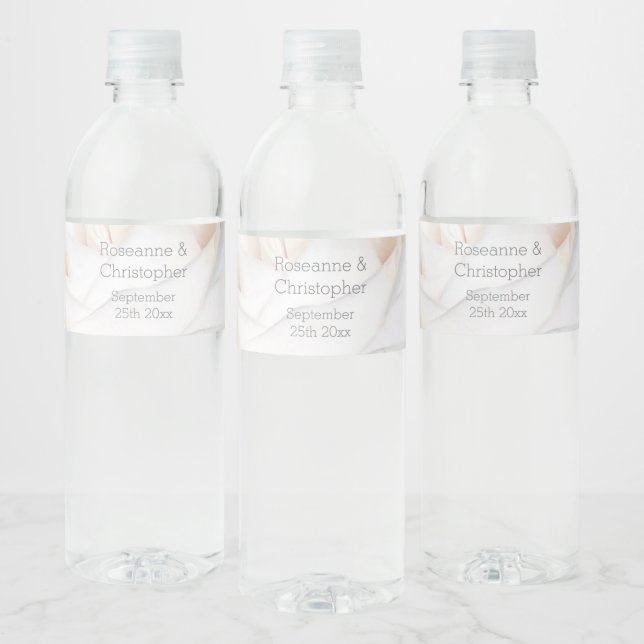 Étiquette Pour Bouteilles D'eau Mariage de design Rose blanche (Bouteilles)
