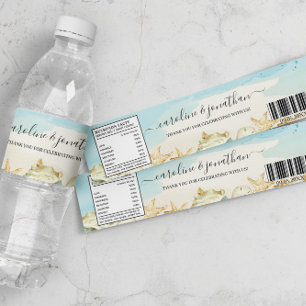 Étiquette Pour Bouteilles D'eau Mariage de Destination Nautique Coquillages de Pla