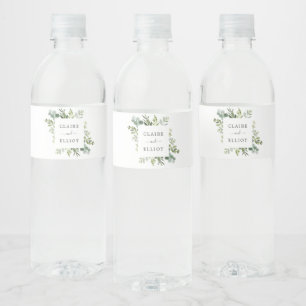 Étiquette Pour Bouteilles D'eau Mariage de feuillage vert Eucalyptus