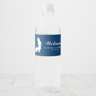 Étiquette Pour Bouteilles D'eau Mariage de la carte de la Marine Newport  de la bo
