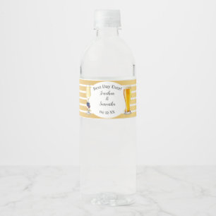 Étiquette Pour Bouteilles D'eau Mariage de la Marine Flowers Gold Bubbles & Brews