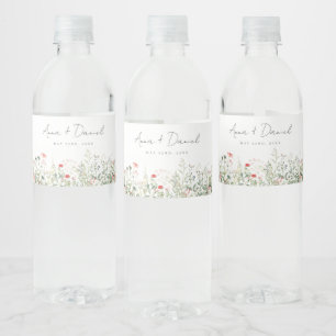 Étiquette Pour Bouteilles D'eau Mariage de prairie fleur sauvage