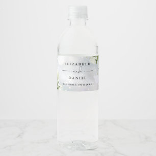 Étiquette Pour Bouteilles D'eau Mariage d'hiver floral à la verdure élégante