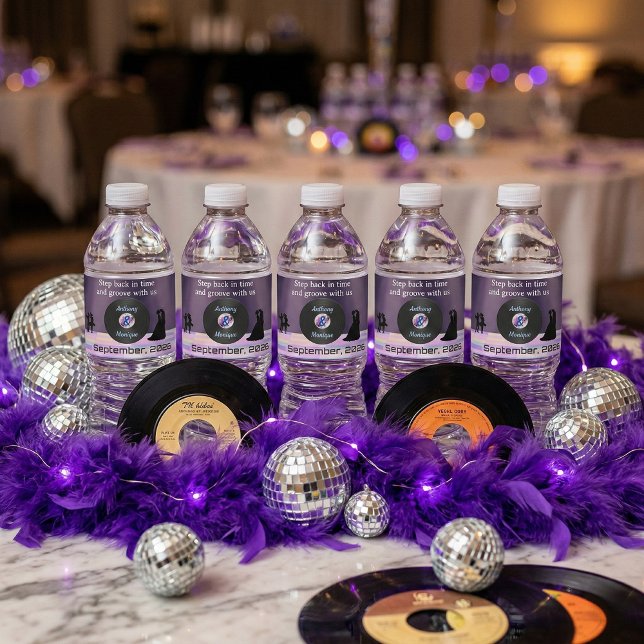 Étiquette Pour Bouteilles D'eau Mariage Disco personnalisable (Créateur téléchargé)