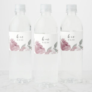 Étiquette Pour Bouteilles D'eau Mariage Dusty Rose Fleurs Aquarelle pour une Baby