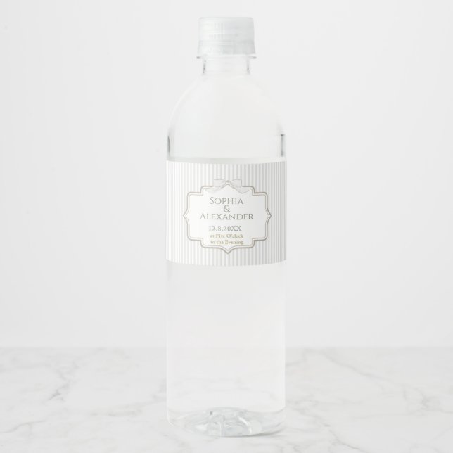 Étiquette Pour Bouteilles D'eau Mariage Élégant Minimaliste (Devant)