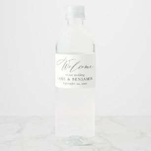 Étiquette Pour Bouteilles D'eau Mariage Élégant Minimaliste en Noir et Blanc Fine