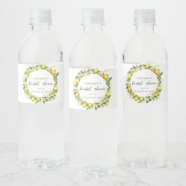Étiquette Pour Bouteilles D'eau Mariage Estival Moderne au Citron et Agrumes (Bouteilles)