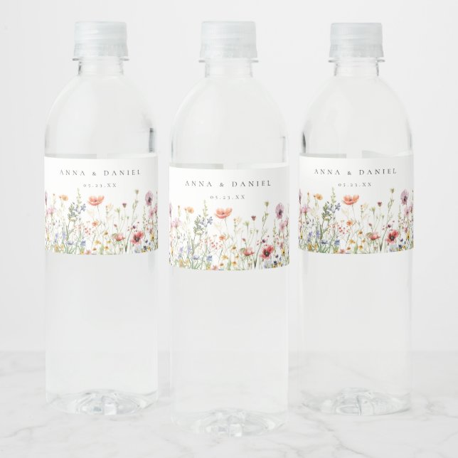 Étiquette Pour Bouteilles D'eau Mariage fleur sauvage (Bouteilles)