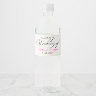 Étiquette Pour Bouteilles D'eau Mariage fleurs aquarelles minimalistes blanches