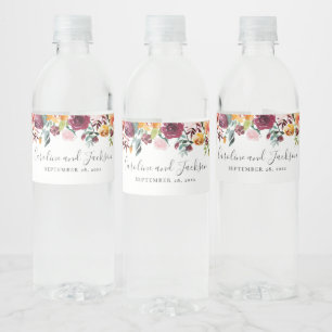 Étiquette Pour Bouteilles D'eau Mariage Floral Automnal Personnalisé