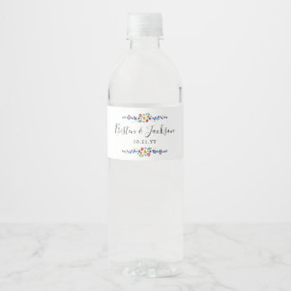 Étiquette Pour Bouteilles D'eau Mariage floral brodé