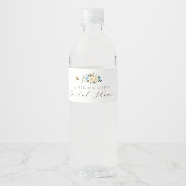 Étiquette Pour Bouteilles D'eau Mariage Floral d'Abeille (Devant)