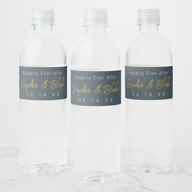 Étiquette Pour Bouteilles D'eau Mariage gris et blanc (Bouteilles)