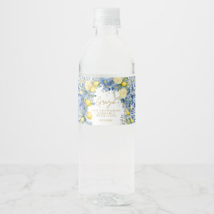 Étiquette Pour Bouteilles D'eau Mariage Italien Carrelage Bleu Citron