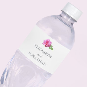 Étiquette Pour Bouteilles D'eau Mariage Minimaliste Classique Rose Rose