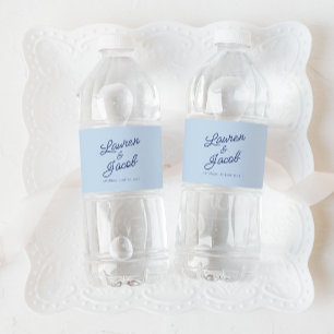 Étiquette Pour Bouteilles D'eau Mariage Minimaliste Moderne Bleu