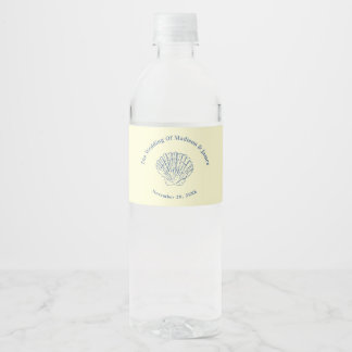 Étiquette Pour Bouteilles D'eau Mariage Moderne Jaune Coquillage Côté Mer