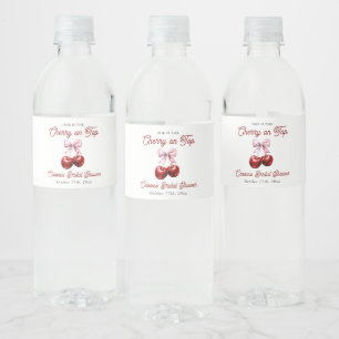Étiquette Pour Bouteilles D'eau Mariage Moderne Rose Cerise sur le dessus avec un 