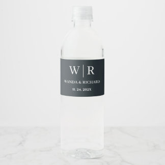 Étiquette Pour Bouteilles D'eau Mariage Monogramme Minimaliste Classique