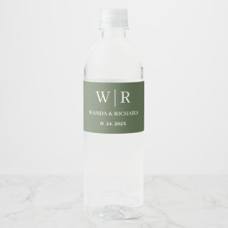 Étiquette Pour Bouteilles D'eau Mariage Monogramme Minimaliste Classique