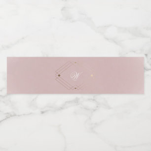 Étiquette Pour Bouteilles D'eau Mariage Monogramme Rose Poussiéreuse Or Classique