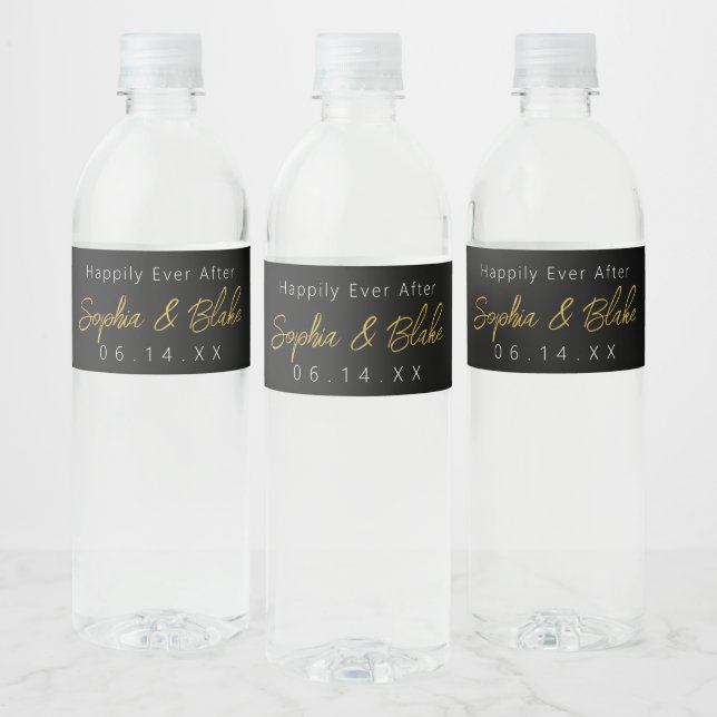 Étiquette Pour Bouteilles D'eau Mariage noir et blanc (Bouteilles)