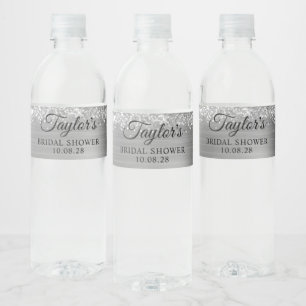Étiquette Pour Bouteilles D'eau Mariage Pailleté Argenté Brillante