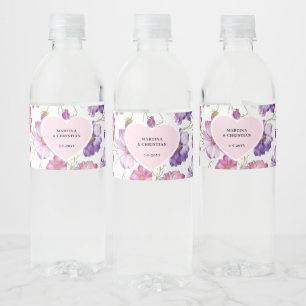 Étiquette Pour Bouteilles D'eau Mariage photo moderne Purple Rose Blossom