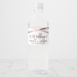 Étiquette Pour Bouteilles D'eau Mariage Purple Blush et Rose Gold Streamers