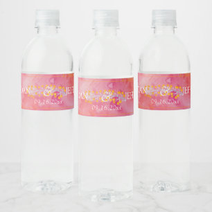 Étiquette Pour Bouteilles D'eau Mariage romantique couleur chaude