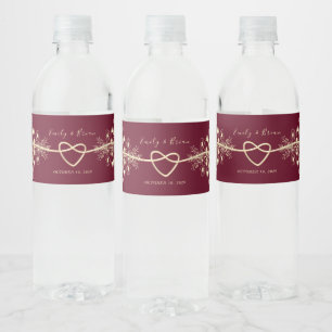 Étiquette Pour Bouteilles D'eau Mariage Rouge Bourgogne Rustique