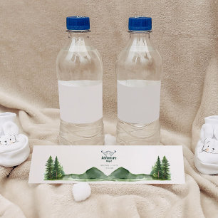 Étiquette Pour Bouteilles D'eau Mariage Rustique de la forêt de montagne de bois