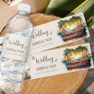 Étiquette Pour Bouteilles D'eau Mariage Sunset Beach Personnalisé