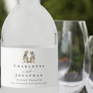 Étiquette Pour Bouteilles D'eau Mariage sur le thème des dinosaures sur mesure