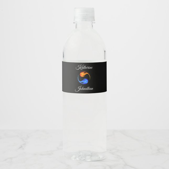 Étiquette Pour Bouteilles D'eau Mariage Twin Flame (Devant)
