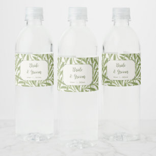 Étiquette Pour Bouteilles D'eau Mariage Vintage, Motif de feuilles de saule victor