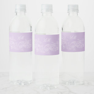 Étiquette Pour Bouteilles D'eau Mariage Violet Victorien Monogramme