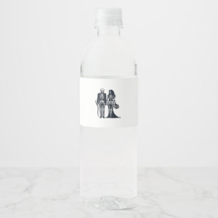 Étiquette Pour Bouteilles D'eau Mariée et marié squelette gothique – Jusqu'à ce qu