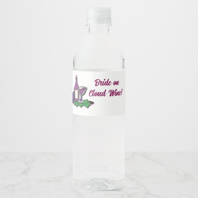 Étiquette Pour Bouteilles D'eau Mariée sur vin de nuage ! (Devant)