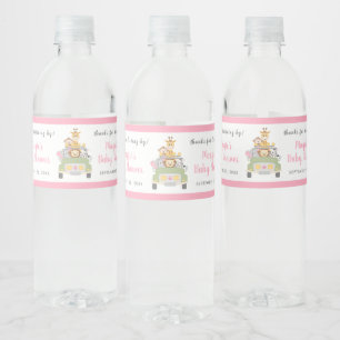 Étiquette Pour Bouteilles D'eau Merci de conduire par Safari Pink Baby Girl Douche